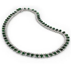 26 ctw Emerald & Diamond Necklace 18k White Gold - REF-857M8G
