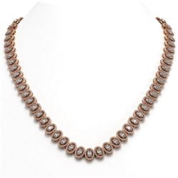 28.47 ctw Oval Cut Diamond Micro Pave Necklace 18K Rose Gold - REF-2389Y2X