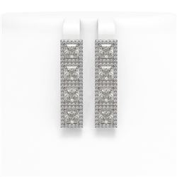 6.08 ctw Princess Cut Diamond Micro Pave Earrings 18K White Gold - REF-849M3G