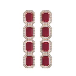 12.33 ctw Ruby & Diamond Micro Pave Halo Earrings 10k Rose Gold - REF-168Y2X