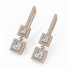 Image 1 : 2.5 ctw Princess Cut Diamond Designer Earrings 18K Rose Gold - REF-264X4A