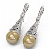 Image 3 : 1.84 ctw Diamond & Pearl Earrings 18K White Gold - REF-207H8R