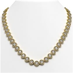 36.09 ctw Cushion Cut Diamond Micro Pave Necklace 18K Yellow Gold - REF-5015X9A