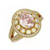 Image 1 : 3.95 ctw Certified Morganite & Diamond Victorian Ring 14K Yellow Gold - REF-176N8F