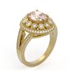 Image 2 : 3.95 ctw Certified Morganite & Diamond Victorian Ring 14K Yellow Gold - REF-176N8F