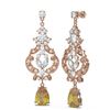 Image 2 : 11.04 ctw Canary Citrine & Diamond Earrings 18K Rose Gold - REF-818F2M