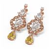 Image 3 : 11.04 ctw Canary Citrine & Diamond Earrings 18K Rose Gold - REF-818F2M