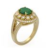 Image 2 : 4.55 ctw Certified Emerald & Diamond Victorian Ring 14K Yellow Gold - REF-143H6R
