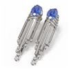 Image 3 : 9.49 ctw Tanzanite & Diamond Earrings 18K White Gold - REF-541A8N
