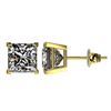 Image 2 : 2.50 ctw VS/SI Quality Princess Diamond Stud Earrings 10k Yellow Gold - REF-601K4Y