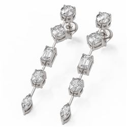 2.8 ctw Mix cut Diamonds Designer Earrings 18K White Gold - REF-340F9M