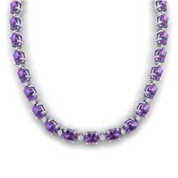 46.5 ctw Amethyst & VS/SI Diamond Eternity Necklace 10k White Gold - REF-245G5W