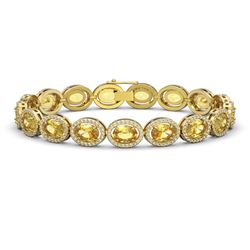 20.36 ctw Fancy Citrine & Diamond Micro Pave Halo Bracelet 10k Yellow Gold - REF-290Y9X