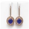 Image 1 : 17.22 ctw Sapphire & Diamond Victorian Earrings 14K Rose Gold - REF-354K5Y