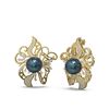 Image 2 : 1.52 ctw Diamond & Pearl Earrings 18K Yellow Gold - REF-217G8W