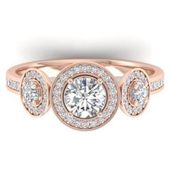 1.25 ctw VS/SI Diamond Art Deco 3 Stone Micro Ring 14k Rose Gold - REF-134M5G