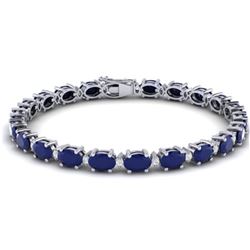 23.5 ctw Sapphire & VS/SI Diamond Eternity Bracelet 10k White Gold - REF-143H6R