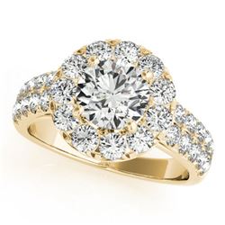 1.52 ctw Certified VS/SI Diamond Halo Ring 18k Yellow Gold - REF-134H5R