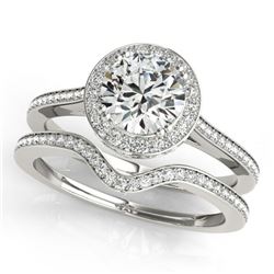 2.31 ctw Certified VS/SI Diamond 2pc Wedding Set Halo 14k White Gold - REF-539A8N