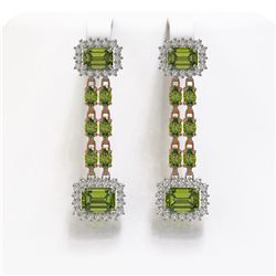 11.38 ctw Tourmaline & Diamond Earrings 14K Rose Gold - REF-232Y2X