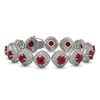 Image 1 : 37.35 ctw Certified Ruby & Diamond Victorian Bracelet 14K White Gold - REF-928R2K