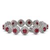 Image 2 : 37.35 ctw Certified Ruby & Diamond Victorian Bracelet 14K White Gold - REF-928R2K