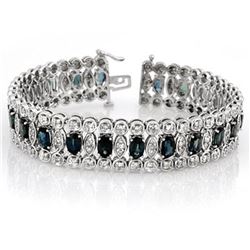 18.50 ctw Blue Sapphire & Diamond Bracelet 14k White Gold - REF-427H3R