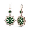 Image 2 : 16.88 ctw Emerald & Diamond Earrings 18K Rose Gold - REF-365R6K