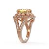 Image 3 : 7.22 ctw Canary Citrine & Diamond Victorian Ring 14K Rose Gold - REF-135F5M