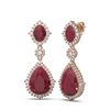 Image 2 : 29.36 ctw Ruby & Diamond Earrings 18K Rose Gold - REF-636H4R