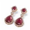 Image 3 : 29.36 ctw Ruby & Diamond Earrings 18K Rose Gold - REF-636H4R