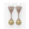 Image 1 : 3 ctw Diamond & Pearl Earrings 18K Rose Gold - REF-308G5W