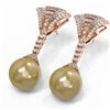 Image 3 : 3 ctw Diamond & Pearl Earrings 18K Rose Gold - REF-308G5W