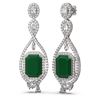 Image 2 : 15.58 ctw Emerald & Diamond Earrings 18K White Gold - REF-527M3G