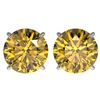 Image 1 : 4 ctw Certified Intense Yellow Diamond Stud Earrings 10k White Gold - REF-724X3A