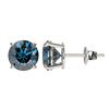 Image 2 : 1.95 ctw Certified Intense Blue Diamond Stud Earrings 10k White Gold - REF-181F6M