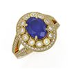 Image 1 : 4.55 ctw Certified Sapphire & Diamond Victorian Ring 14K Yellow Gold - REF-143Y6X