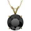 Image 1 : 2.58 ctw Fancy Black Diamond Solitaire Necklace 10k Yellow Gold - REF-60R3K