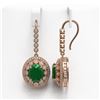 Image 2 : 17.22 ctw Certified Emerald & Diamond Victorian Earrings 14K Rose Gold - REF-391X3A