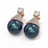 Image 3 : 2.86 ctw Diamond & Pearl Earrings 18K Rose Gold - REF-248F9M