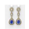 Image 1 : 9.52 ctw Tanzanite & Diamond Earrings 18K Yellow Gold - REF-509W3H