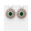 Image 1 : 9.28 ctw Emerald & Diamond Earrings 18K Rose Gold - REF-313K3Y