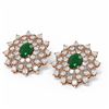 Image 3 : 9.28 ctw Emerald & Diamond Earrings 18K Rose Gold - REF-313K3Y
