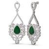 Image 2 : 11.26 ctw Emerald & Diamond Earrings 18K White Gold - REF-525Y5X