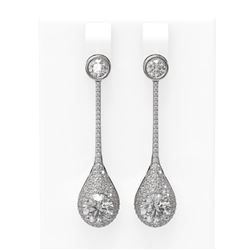 3.72 ctw Diamond Earrings 18K White Gold - REF-741N5F