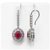 Image 2 : 9.25 ctw Certified Ruby & Diamond Victorian Earrings 14K White Gold - REF-249K6Y