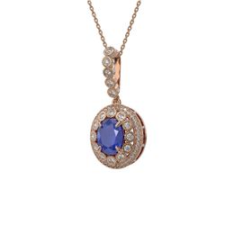 4.67 ctw Sapphire & Diamond Victorian Necklace 14K Rose Gold - REF-123W6H