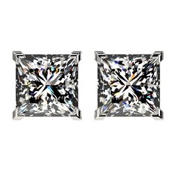 2.50 ctw VS/SI Quality Princess Diamond Stud Earrings 10k White Gold - REF-601G4W