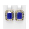 Image 1 : 13.29 ctw Sapphire & Diamond Earrings 18K Yellow Gold - REF-418M2G