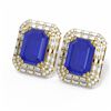 Image 3 : 13.29 ctw Sapphire & Diamond Earrings 18K Yellow Gold - REF-418M2G